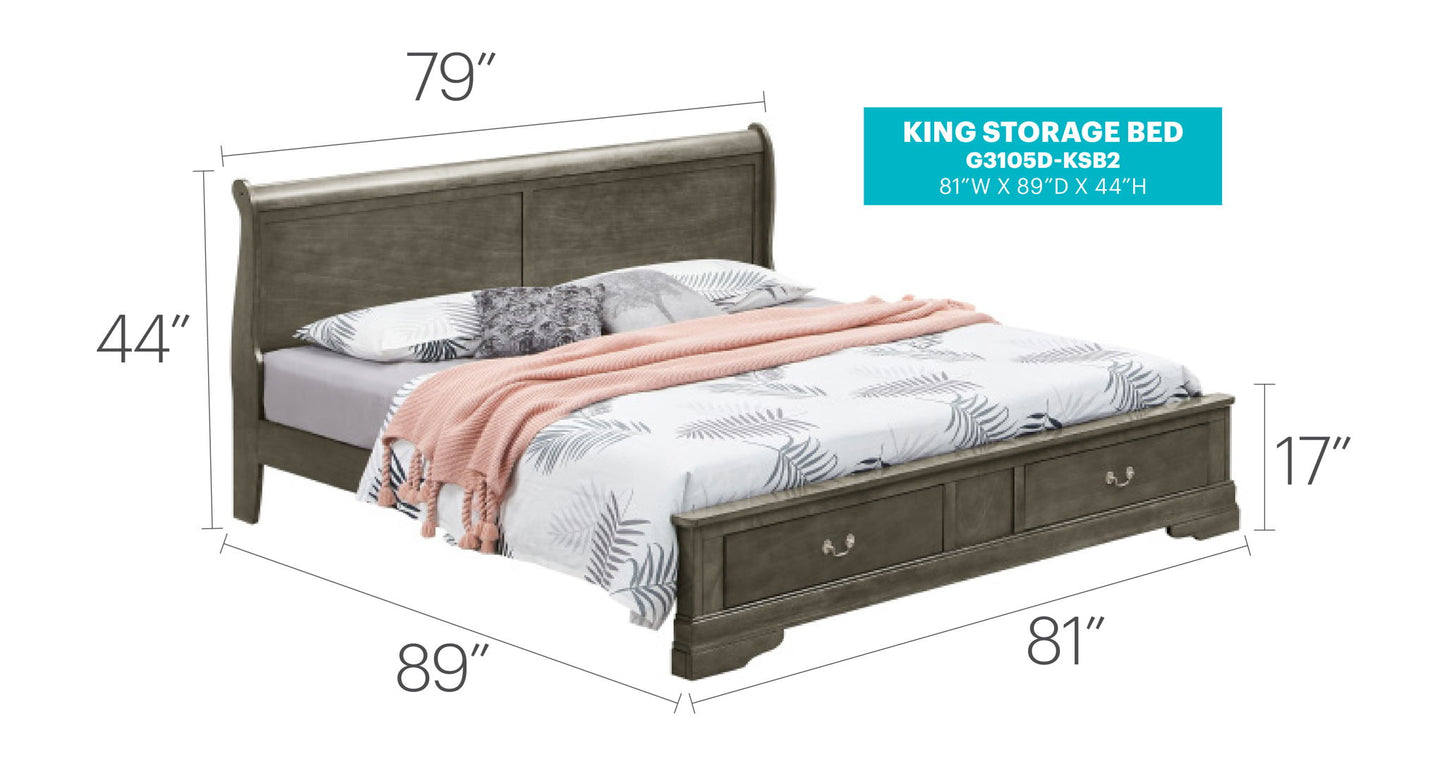 Glory Furniture - Louis Phillipe - Storage Bed