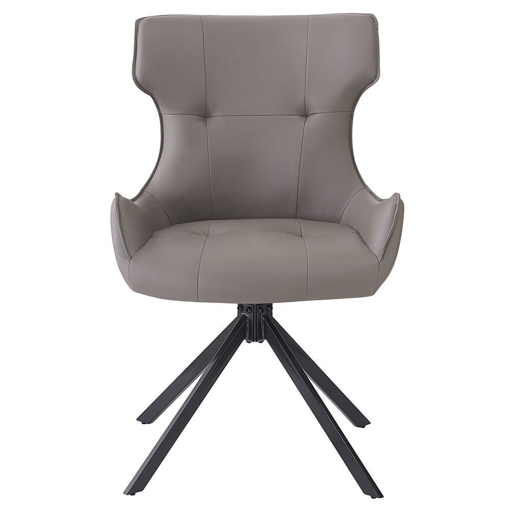 Damita - Camel Synthetic Leather Side Chair With Swivel (Set of 2) - Gray & Black Finsh