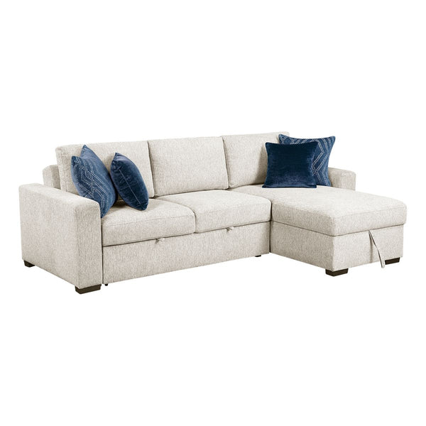 Isla 2-Piece Sectional with Reversible Chaise, Pull-out Bed and Hidden Storage, Click Motion Back