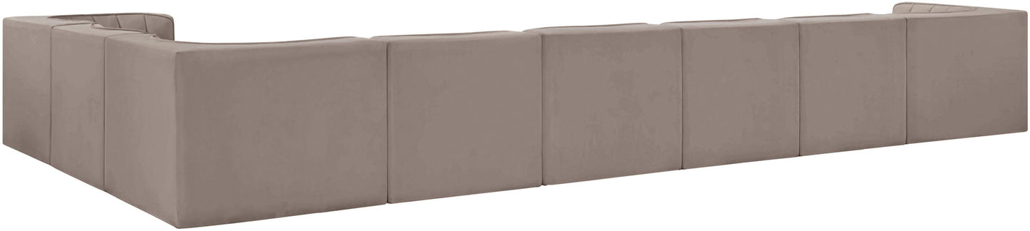 Rummi - Velvet Performance Fabric Upholstered 8 Piece Modular Sectional (With 3 Corner Chairs)