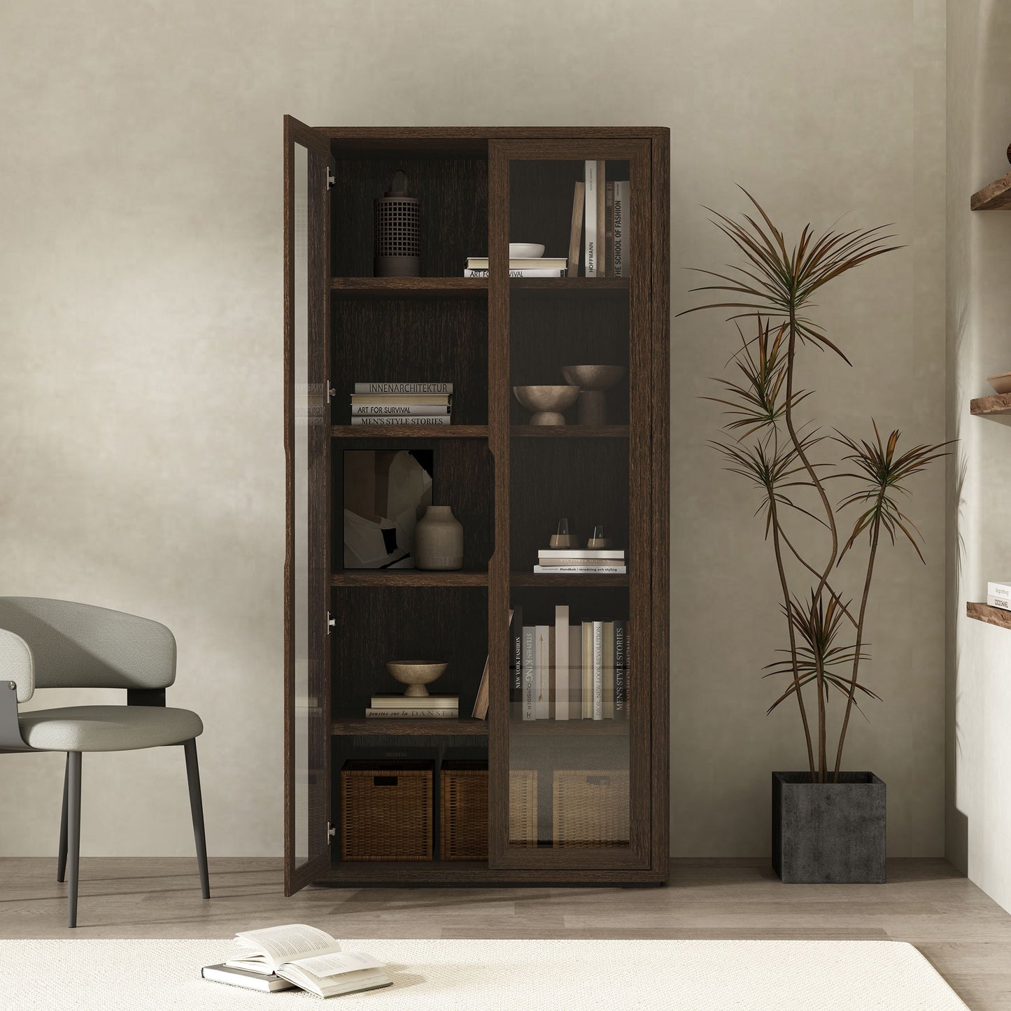 Manhattan Rivington - Bookcase Cabinet With Glass Doors