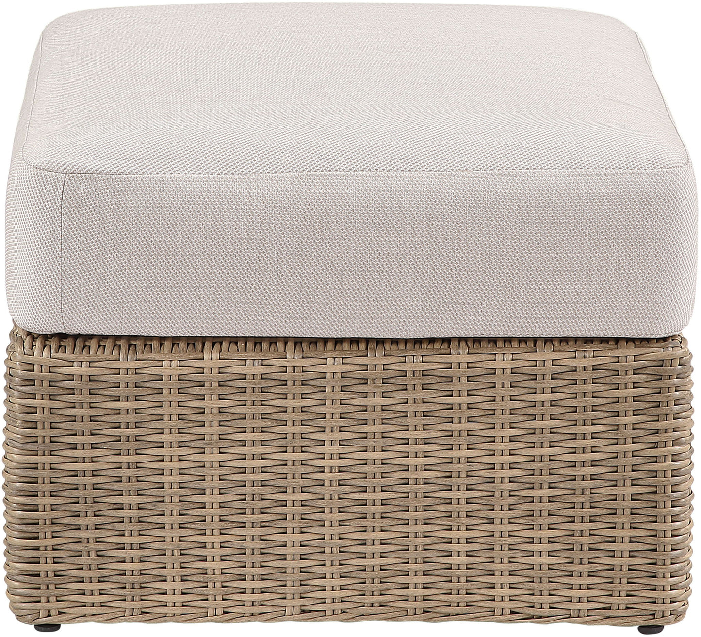Seacrest - Olefin Water Resistant Fabric And Wicker Outdoor Patio Ottoman/Coffee Table