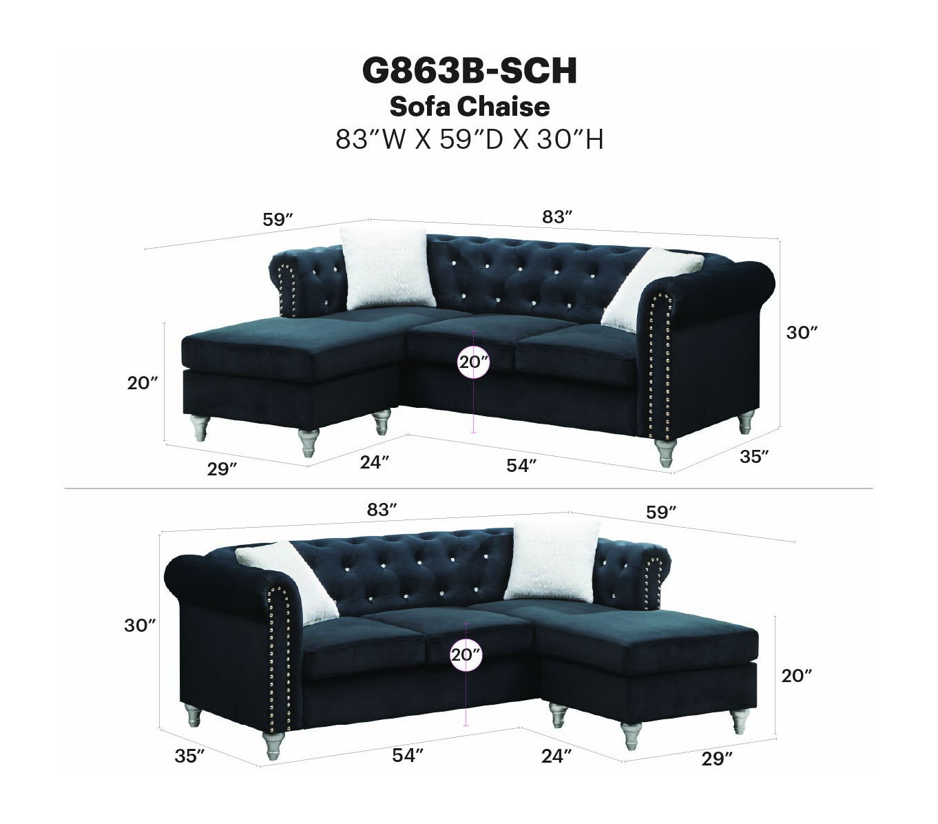 Glory Furniture - Raisa - Sofa Chaise