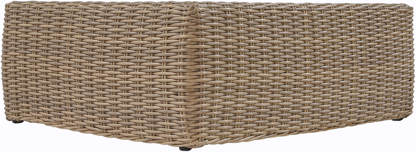 Seacrest - Teak Wood And Wicker Outdoor Patio Coffee Table