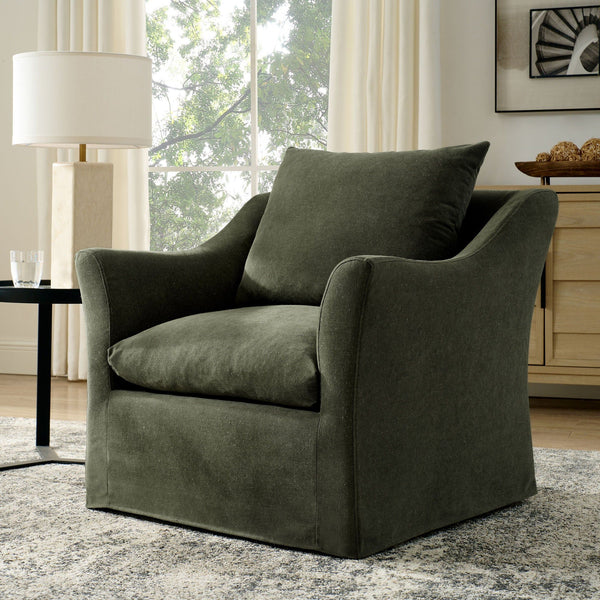 Somerset Slipcovered Linen Blend Armchair - Sage