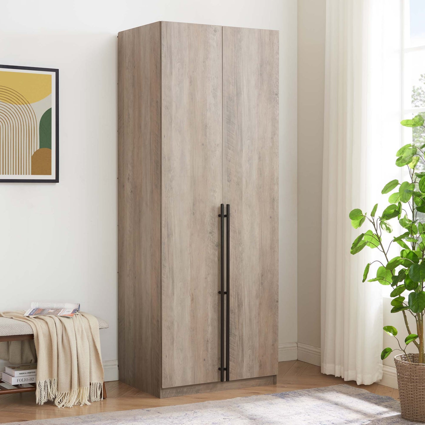 Manhattan Lee - Wardrobe Closet With Hanging Rod And Shoe Shelves
