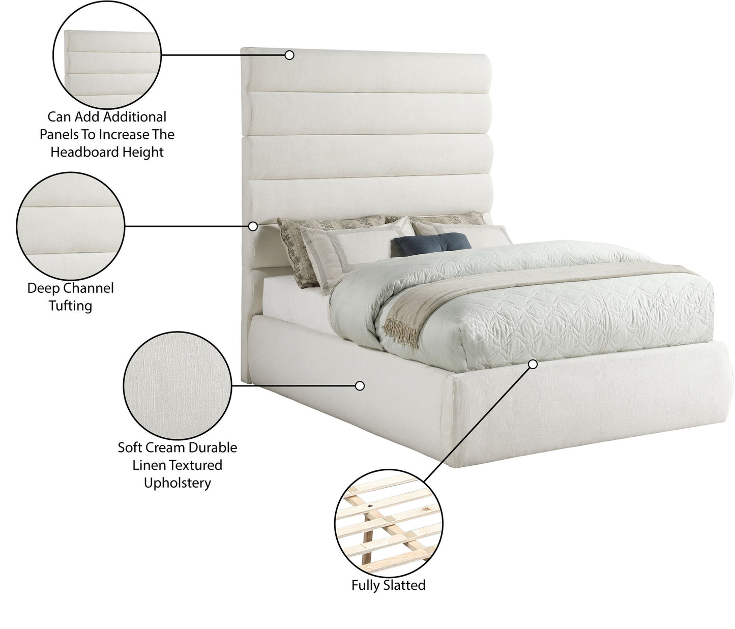 Adam - Linen Fabric Bed With 70.5" Headboard