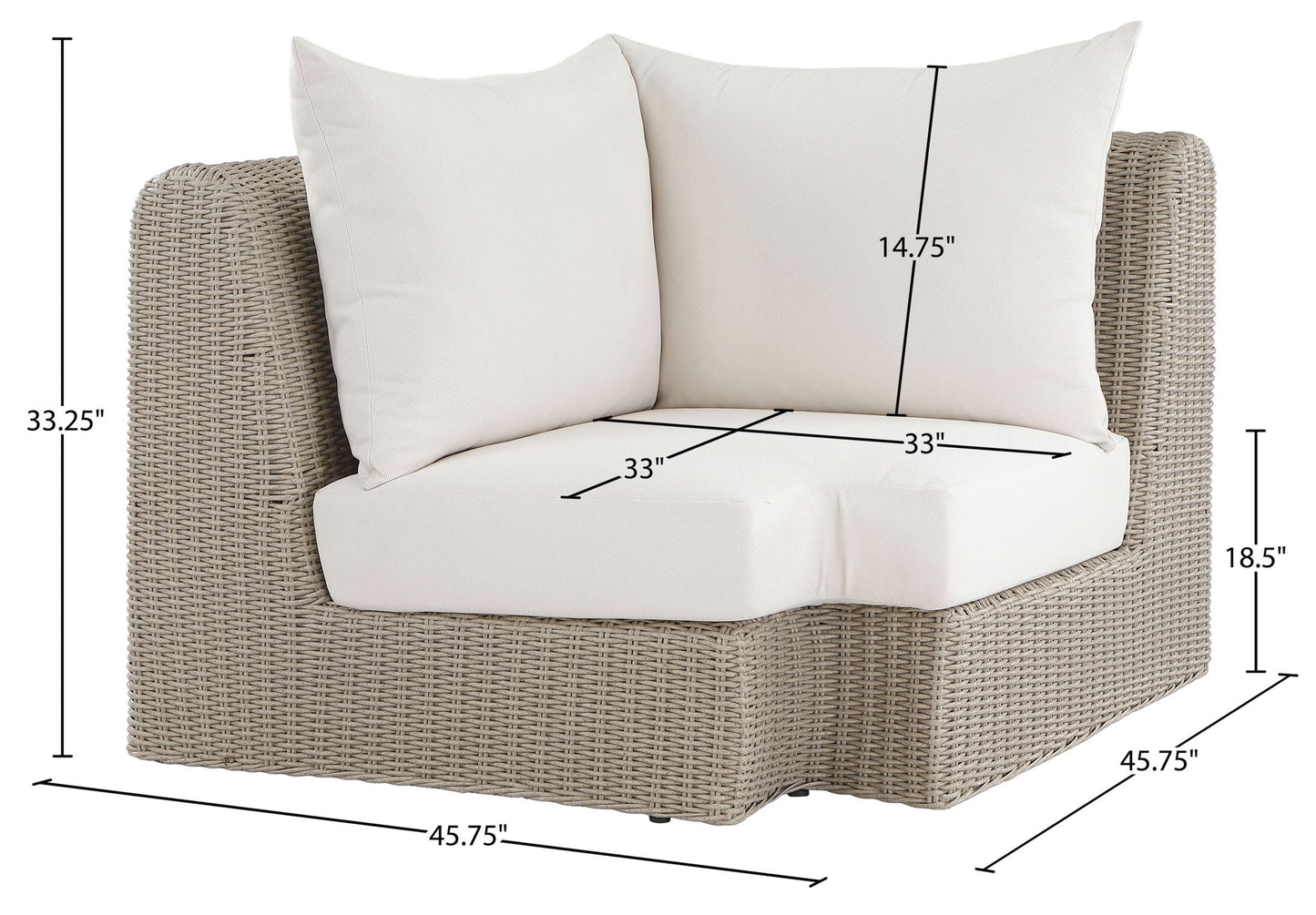 Seacrest - Olefin Water Resistant Fabric And Wicker Outdoor Patio Corner Chair