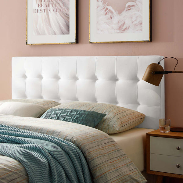 Lily Biscuit Tufted Performance Velvet Headboard - Queen, White