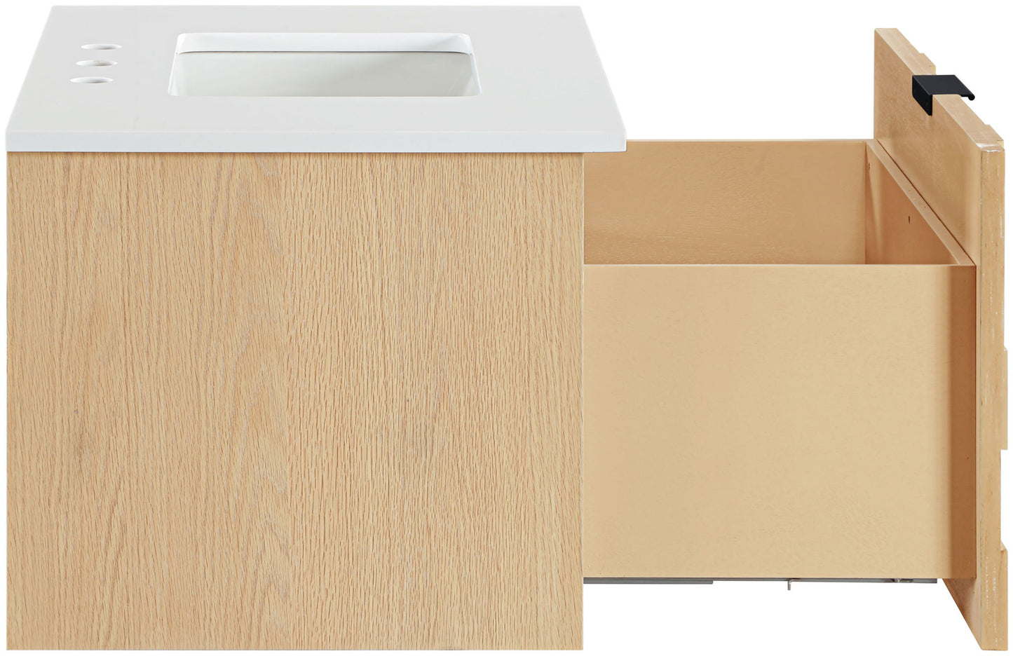 Leonardo - Engineered Stone And Solid Wood 24" Wall Mounted Bathroom Vanity