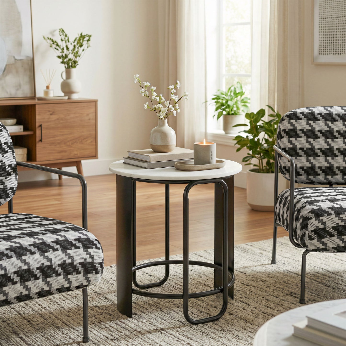 Obel - Side Table - Black / White