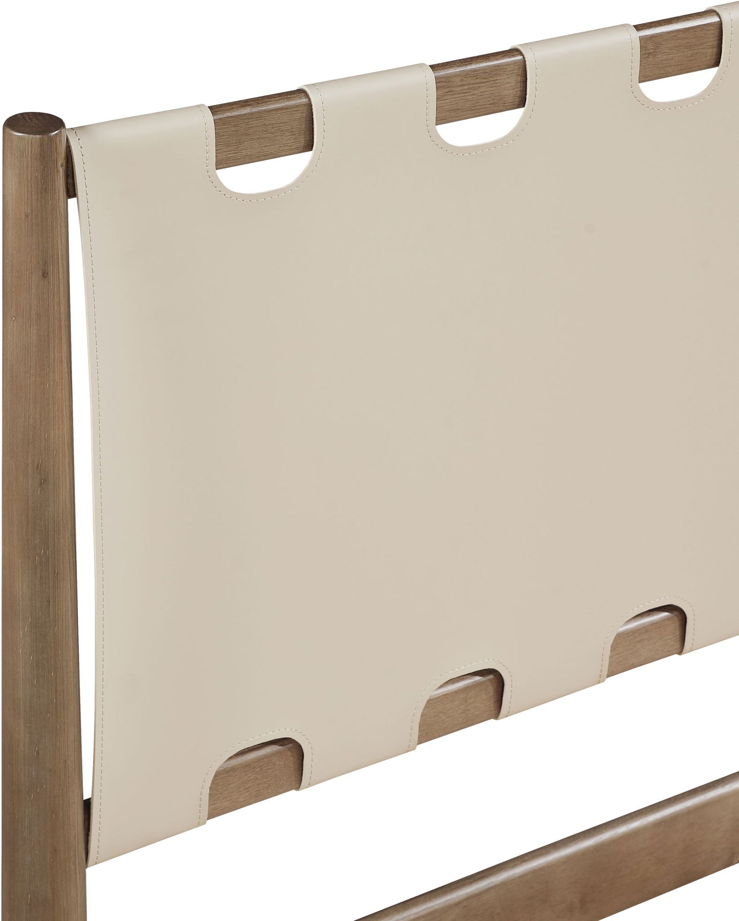 Santos - Vegan Leather Headboard And Wood Bed - Waxed Brown Frame