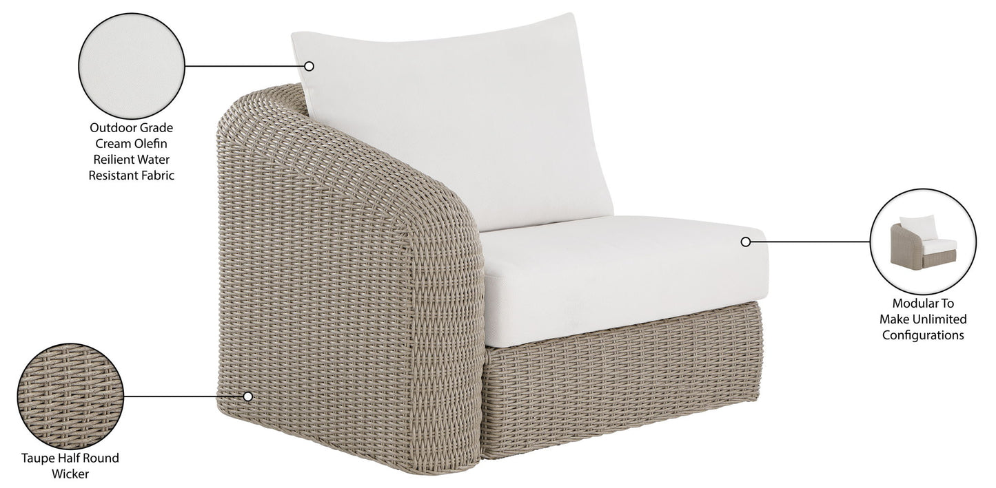 Seacrest - Olefin Water Resistant Fabric And Wicker Outdoor Patio Left Arm Chair