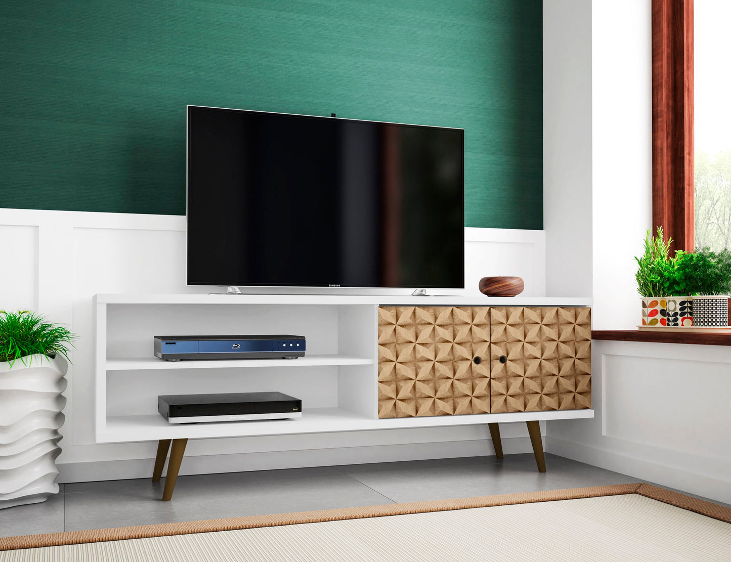 Manhattan Liberty - 63" TV Stand With White Frame