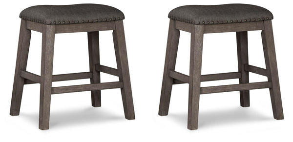 Caitbrook - Upholstered Stool (Set of 2) - Gray