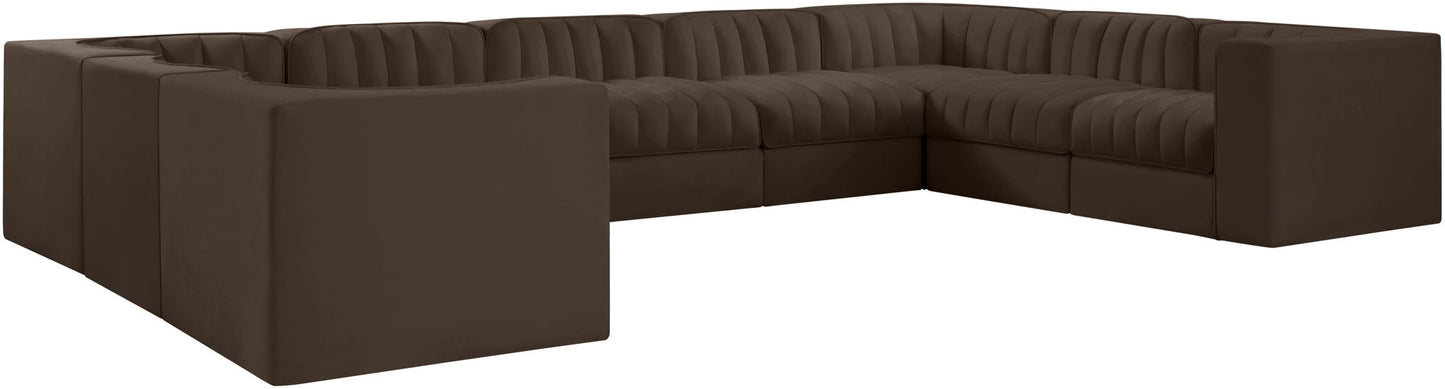 Rummi - Velvet Performance Fabric Upholstered 9 Piece Modular Sectional