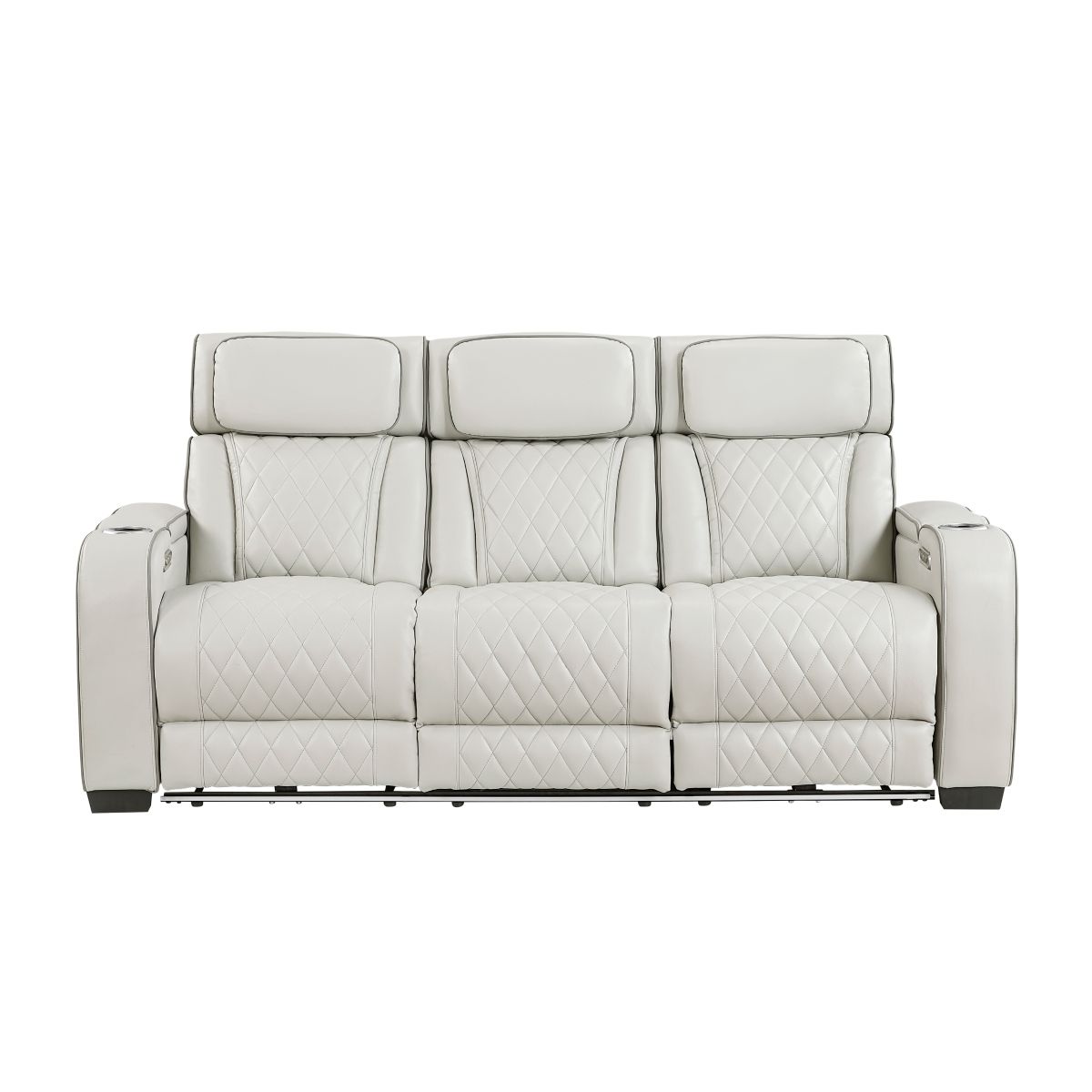Fairway Power Double Reclining Sofa with Center Drop-Down Cup Holders, Power Headrests, Storage Arms(Top and Side), Cup holders and Reading Lights, Two Wireless Chargers, Charging Ports and LED Lighting
