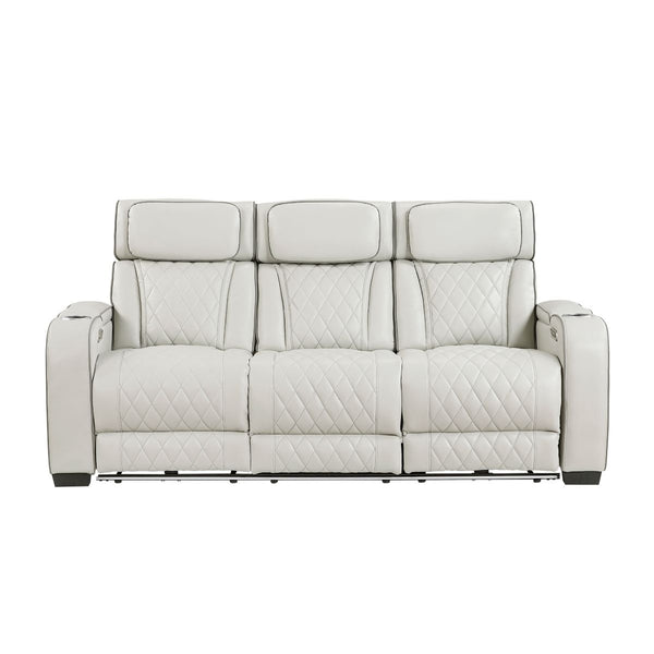 Fairway Power Double Reclining Sofa with Center Drop-Down Cup Holders, Power Headrests, Storage Arms(Top and Side), Cup holders and Reading Lights, Two Wireless Chargers, Charging Ports and LED Lighting
