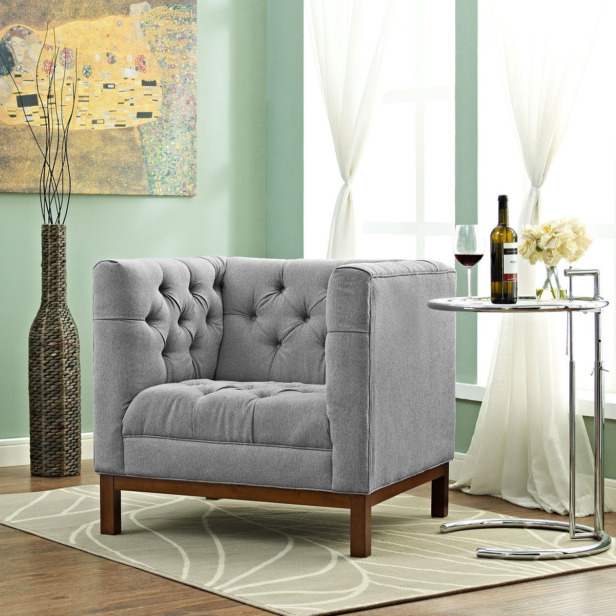 Panache Upholstered Fabric Armchair - Expectation Gray