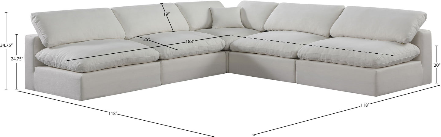 Comfy - 5 Piece Linen Modular Corner Armless Sectional