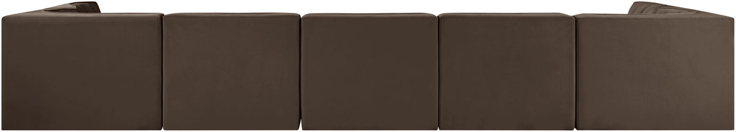 Rummi - Velvet Performance Fabric Upholstered 7 Piece Modular Sectional (With 2 Corner Chairs)