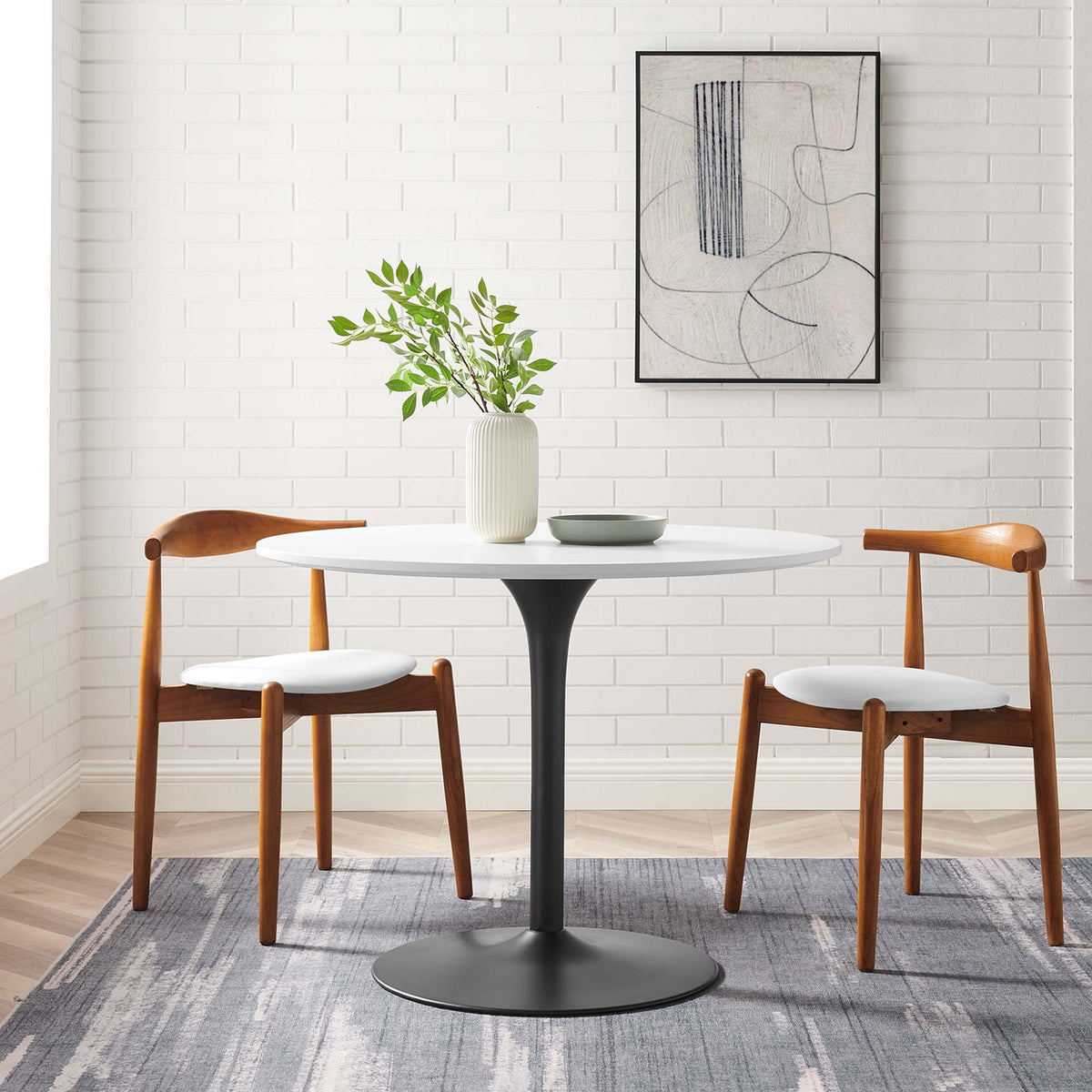 Pursuit 40" Dining Table - White Black