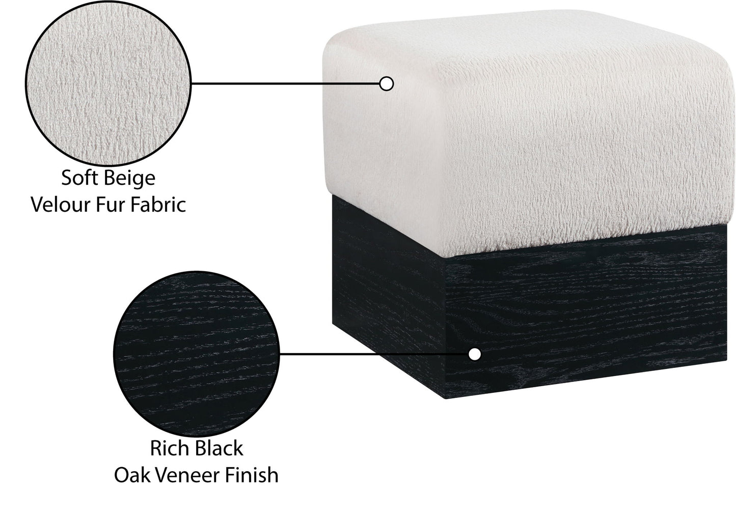 Havre - Ottoman / Stool With Black Base