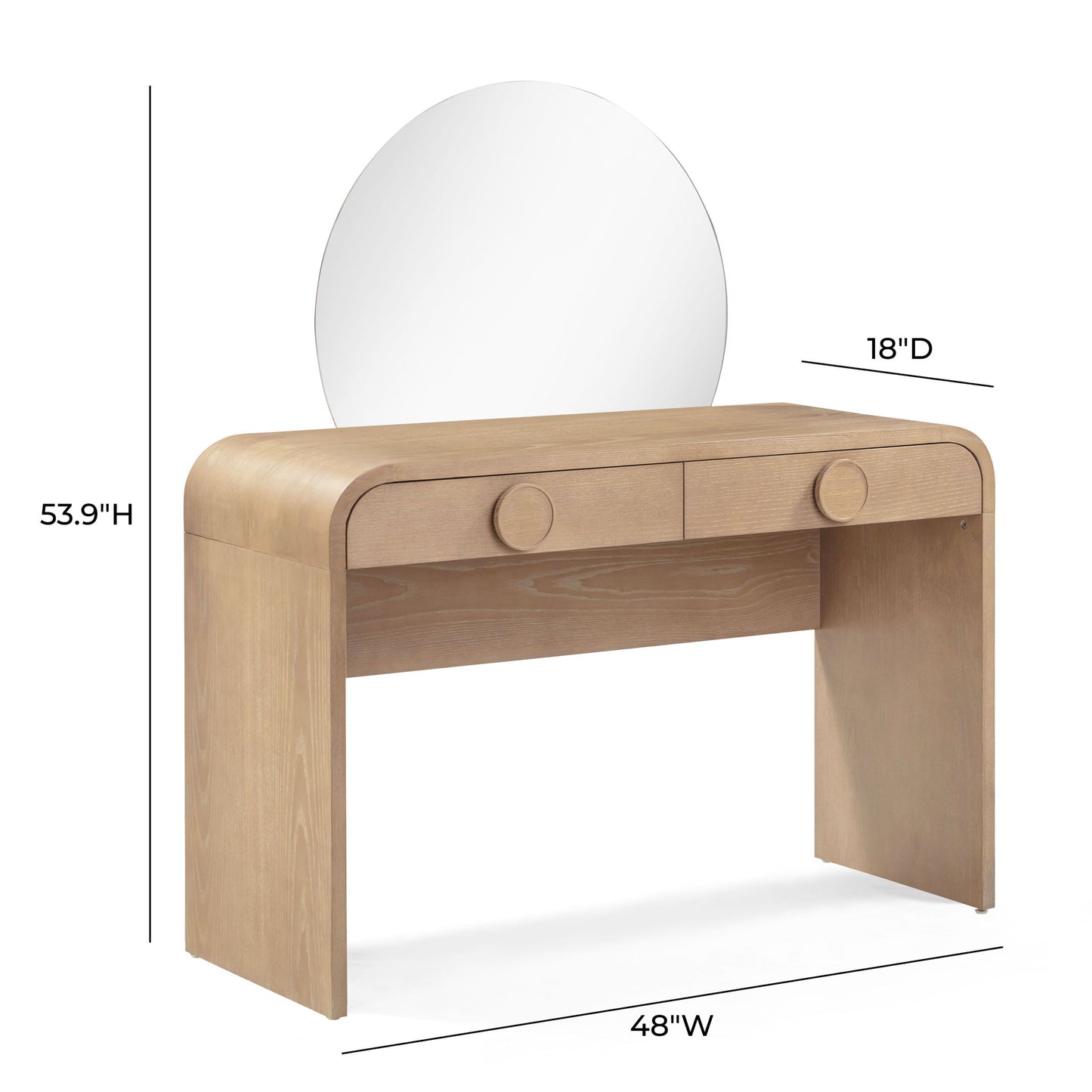 Moonrise - 2 Drawer Vanity Desk - Natural Ash