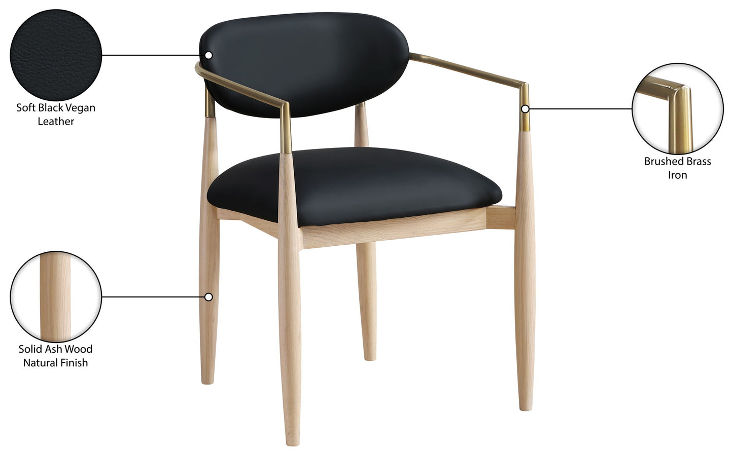 Riccio - Dining Arm Chair (Set of 2) - Natural And Gold Frame