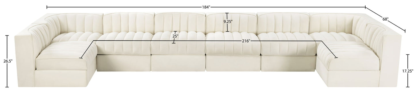 Rummi - Velvet Performance Fabric Upholstered 8 Piece Modular Sectional (With 2 Corner Chairs)