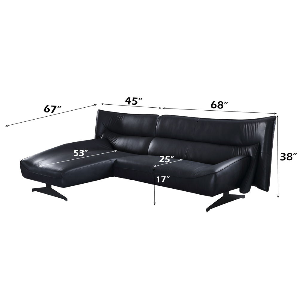 Maeko - Sectional Sofa - Dark Gray Top Grain Leather