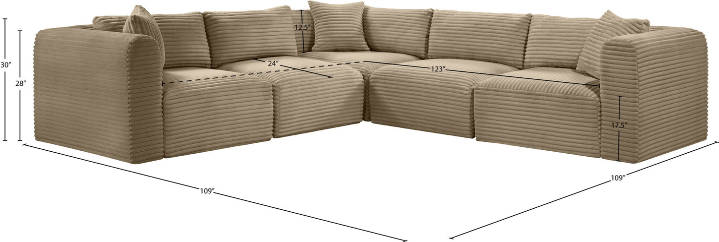 Shaggy - Fabric 5 Piece Modular Corner Sectional