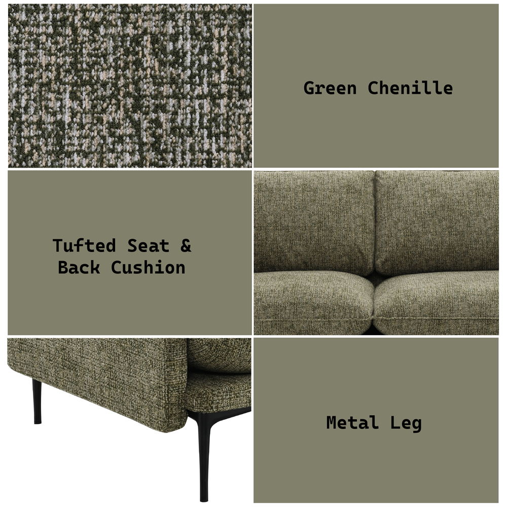 Dalton - Sofa With 2 Pillows - Green