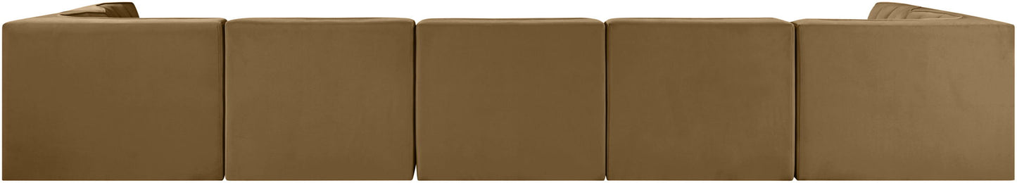 Rummi - Velvet Performance Fabric Upholstered 7 Piece Modular Sectional (With 2 Corner Chairs)