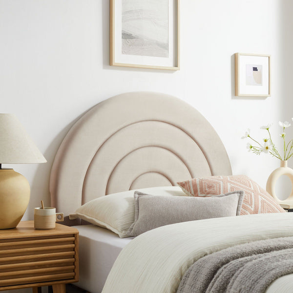 Solana Arched Performance Velvet Headboard - Twin, Almond
