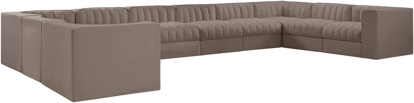 Rummi - Velvet Performance Fabric Upholstered 10 Piece Modular Sectional