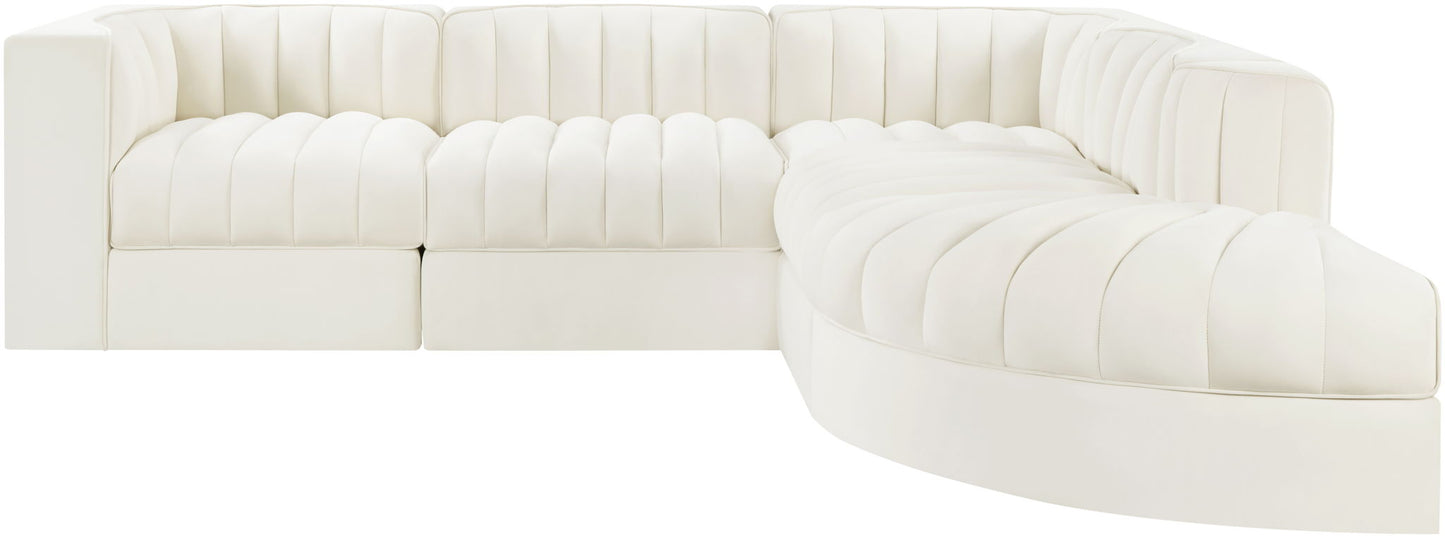 Rummi - Velvet Performance Fabric Upholstered 5 Piece Modular Sectional