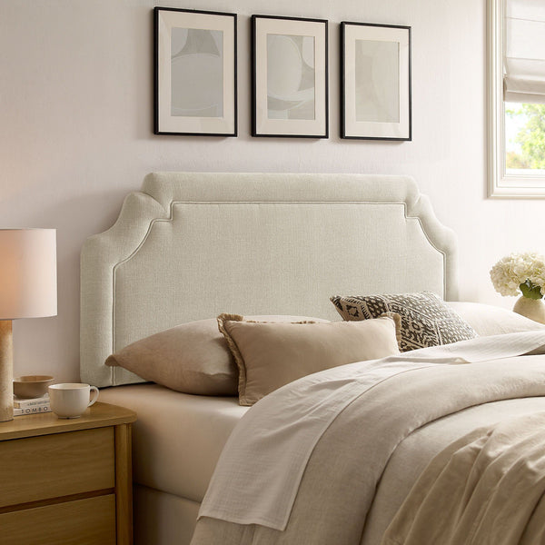 Magnolia Upholstered Fabric Headboard - Queen, Ecru