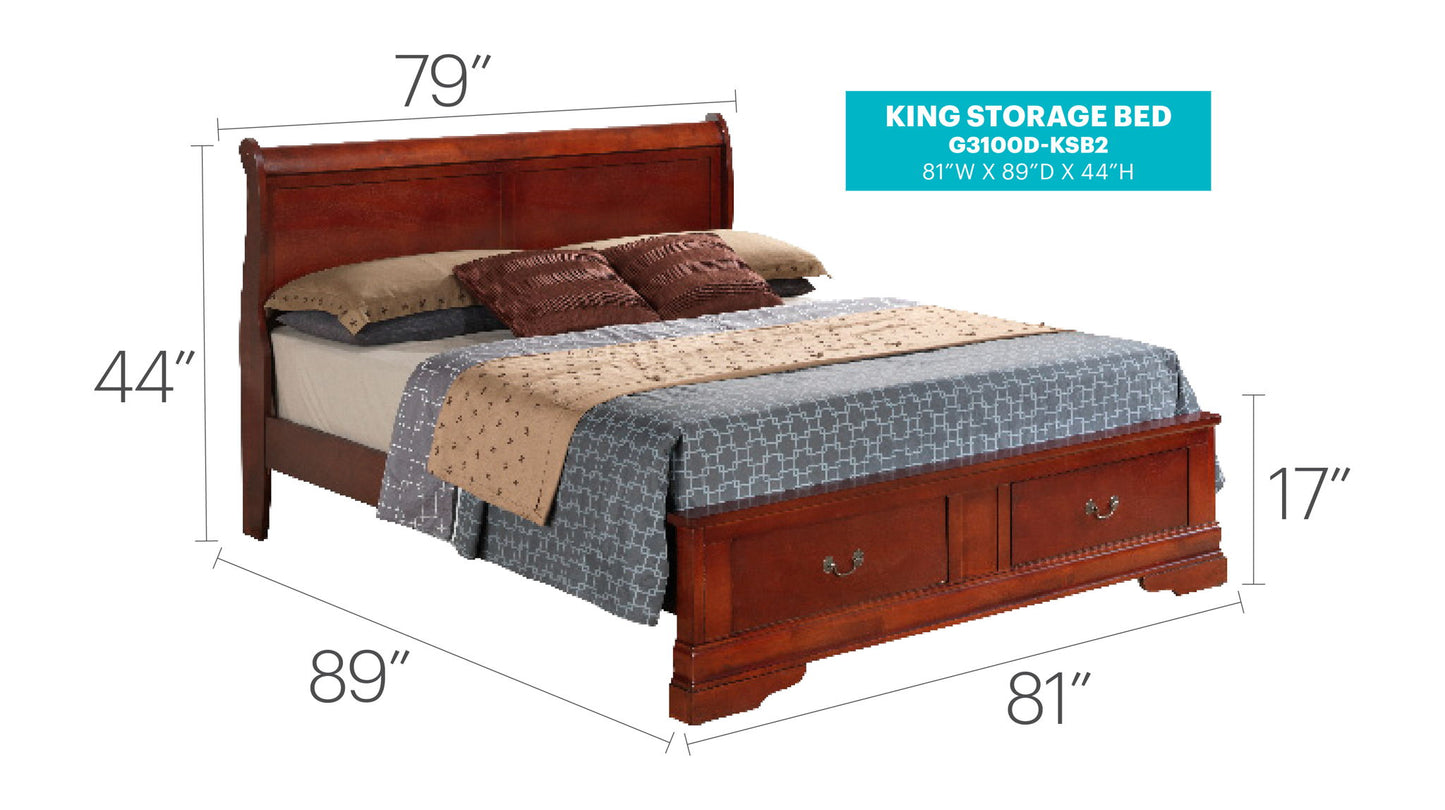 Glory Furniture - Louis Phillipe - Storage Bed