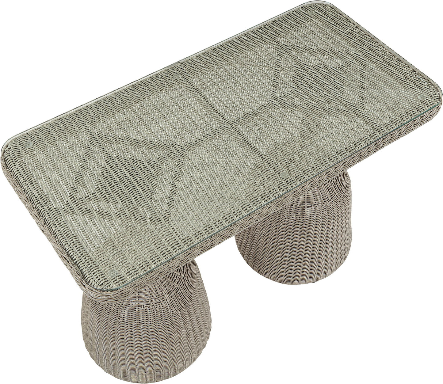 Seacrest - Tempered Glass Top And Wicker Outdoor Patio Bar Height Table