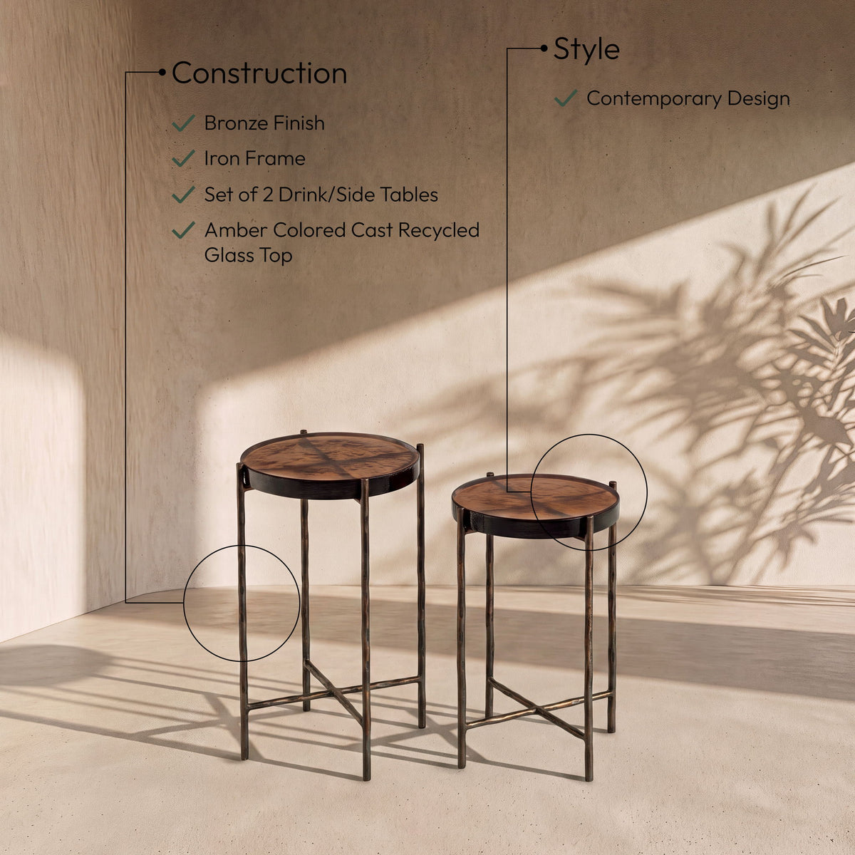 Vetra - Iron Base Bunching End Table - Bronze
