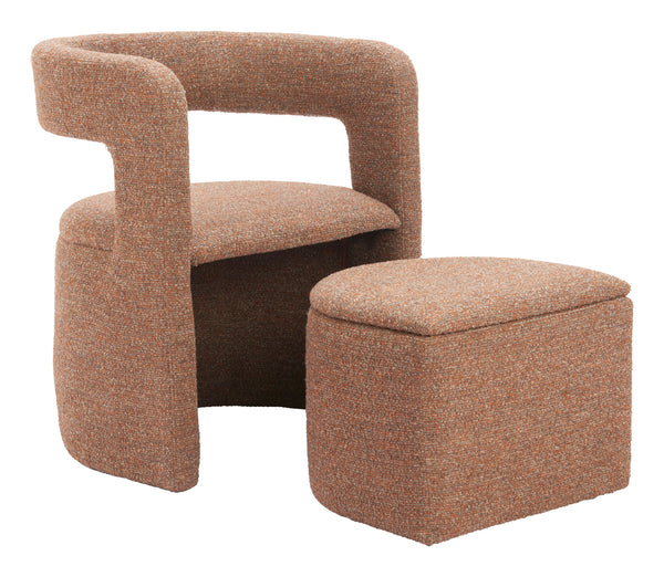 Atria - Accent Chair & Ottoman - Tawny Brown