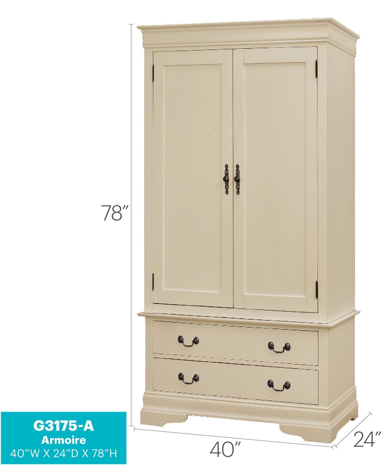 Glory Furniture - Louis Phillipe - Armoire