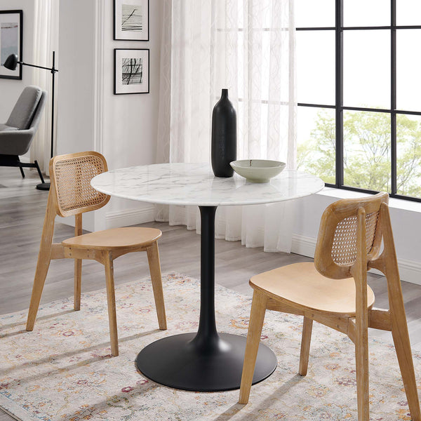 Lippa Round 40" Dining Table - Faux Marble, Black White
