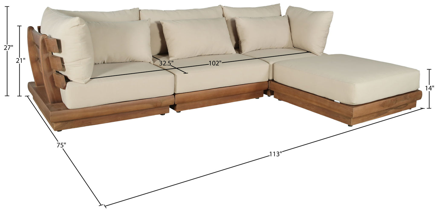 Mirella - 4 Piece Water Resistant Fabric Outdoor Patio Modular Sectional