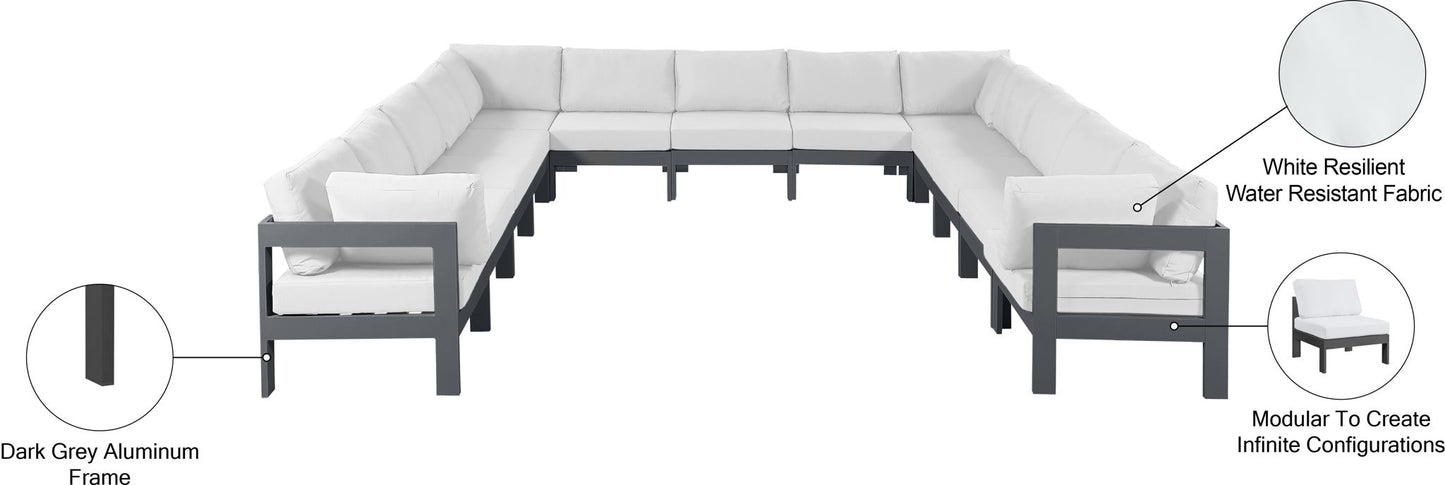 Nizuc - Outdoor Patio 13 Piece Modular Sectional With Gray Frame