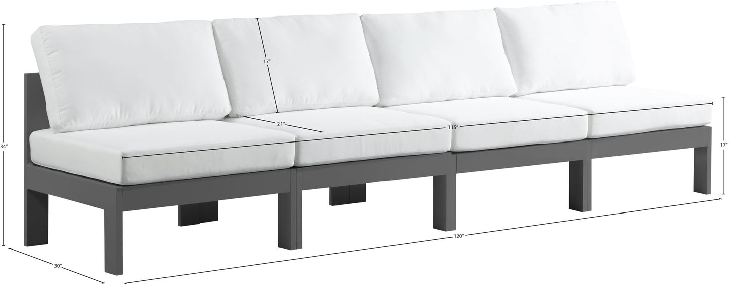 Nizuc - Outdoor Patio 4 Seat Armless Modular Sofa With Gray Frame