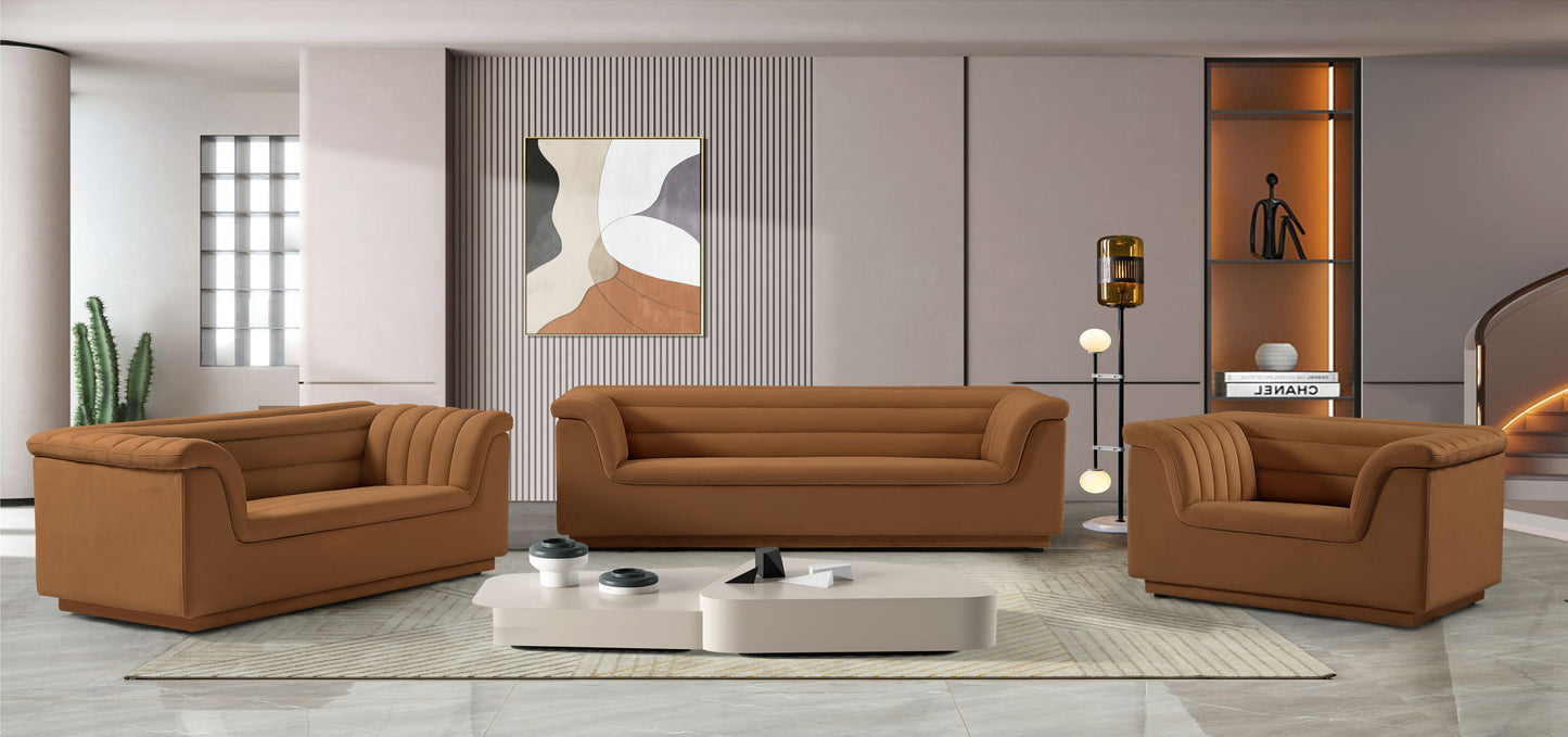 Cascade - Velvet Sofa - Saddle