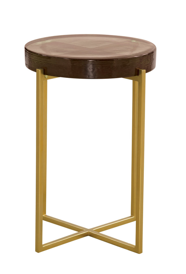 Marilee - Accent Table - Vibrant Red / Sleek Brushed Gold