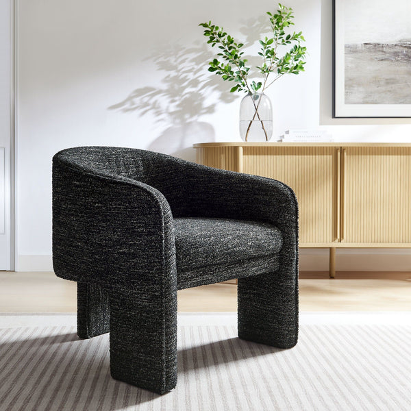 Greer Boucle Fabric Upholstered Accent Armchair - Charcoal